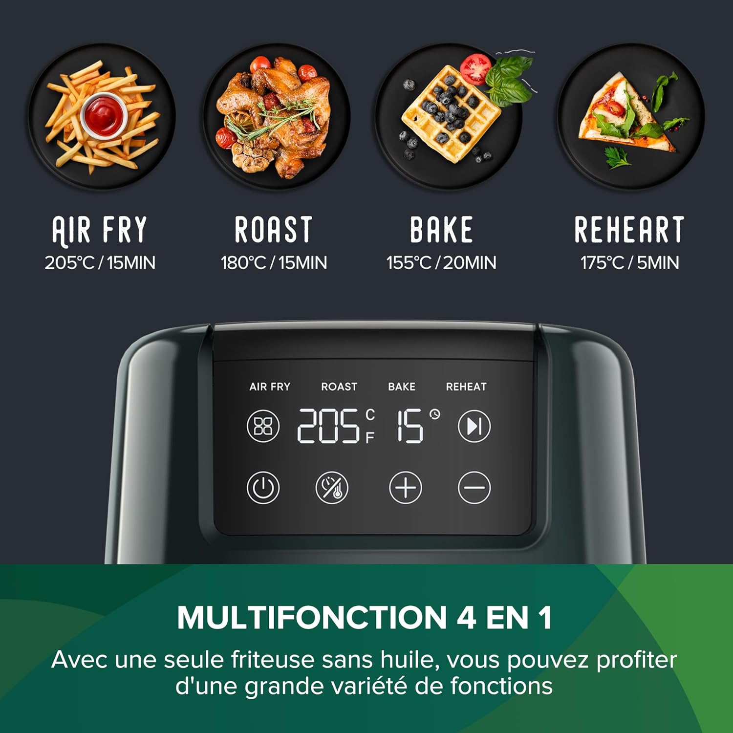 Air-fryer-chefree-af300-2-litres-vert-fonce-2