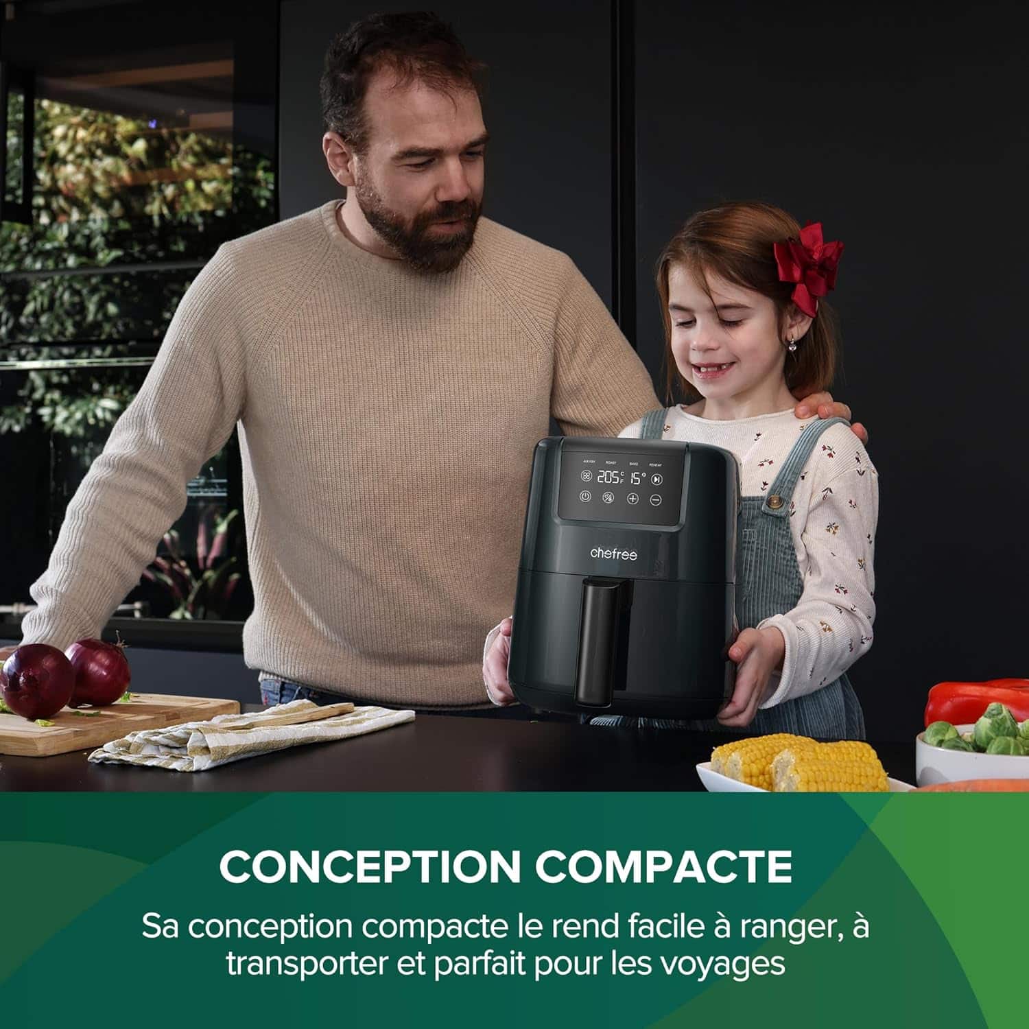 Air-fryer-chefree-af300-2-litres-vert-fonce-3