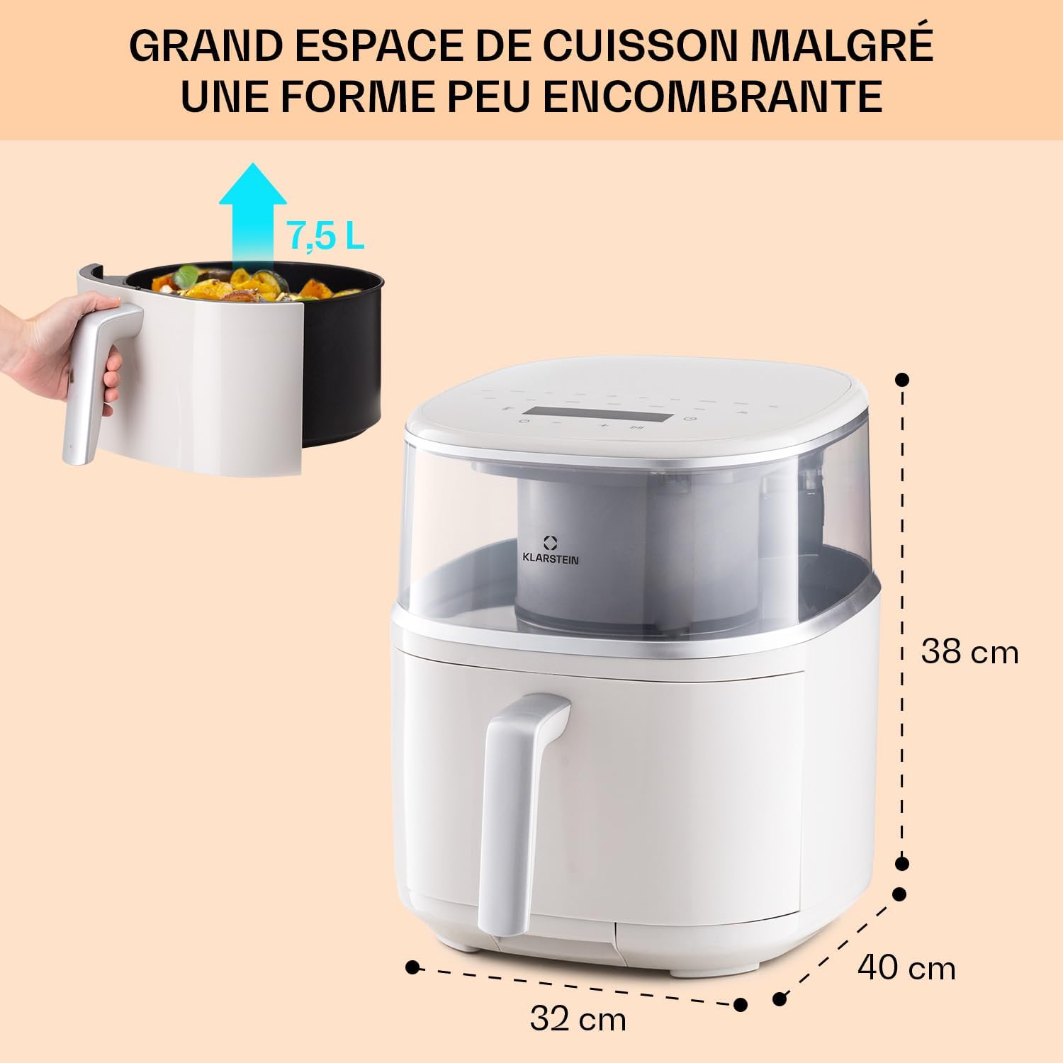 air-fryer-klarstein-air-bloom-sand-7.5-litres-3
