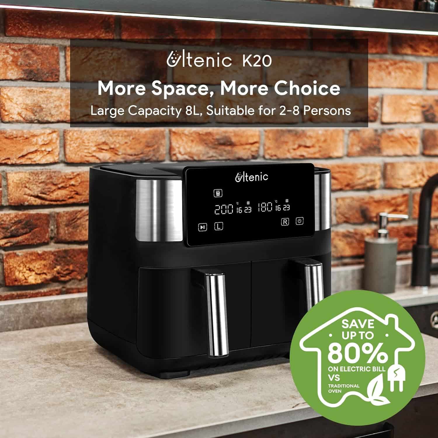 air-fryer-ultenic-K20-7.6-litres-noir-2