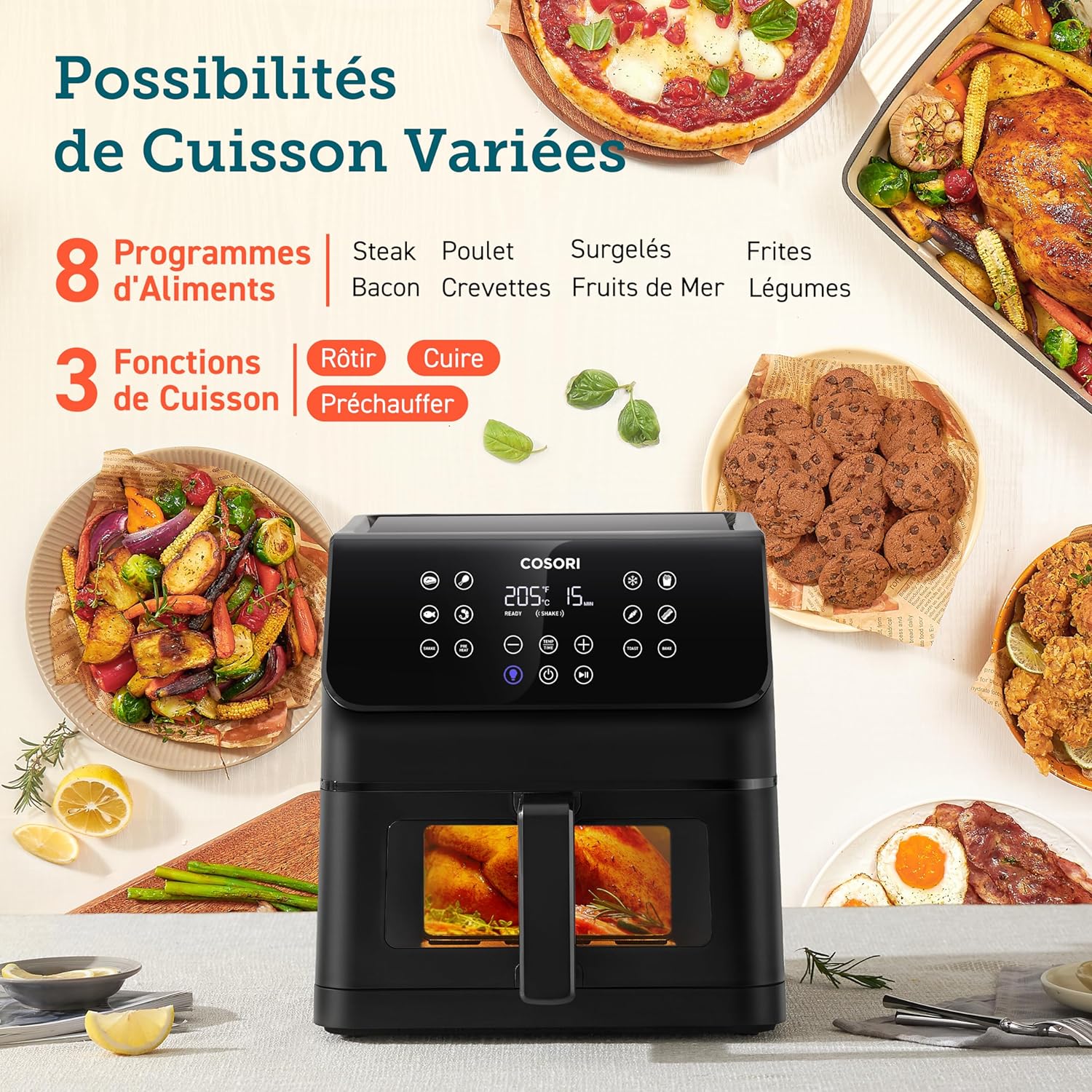 air-fryer-cosori-caf-p652-keu-6-2-litres-noir-2