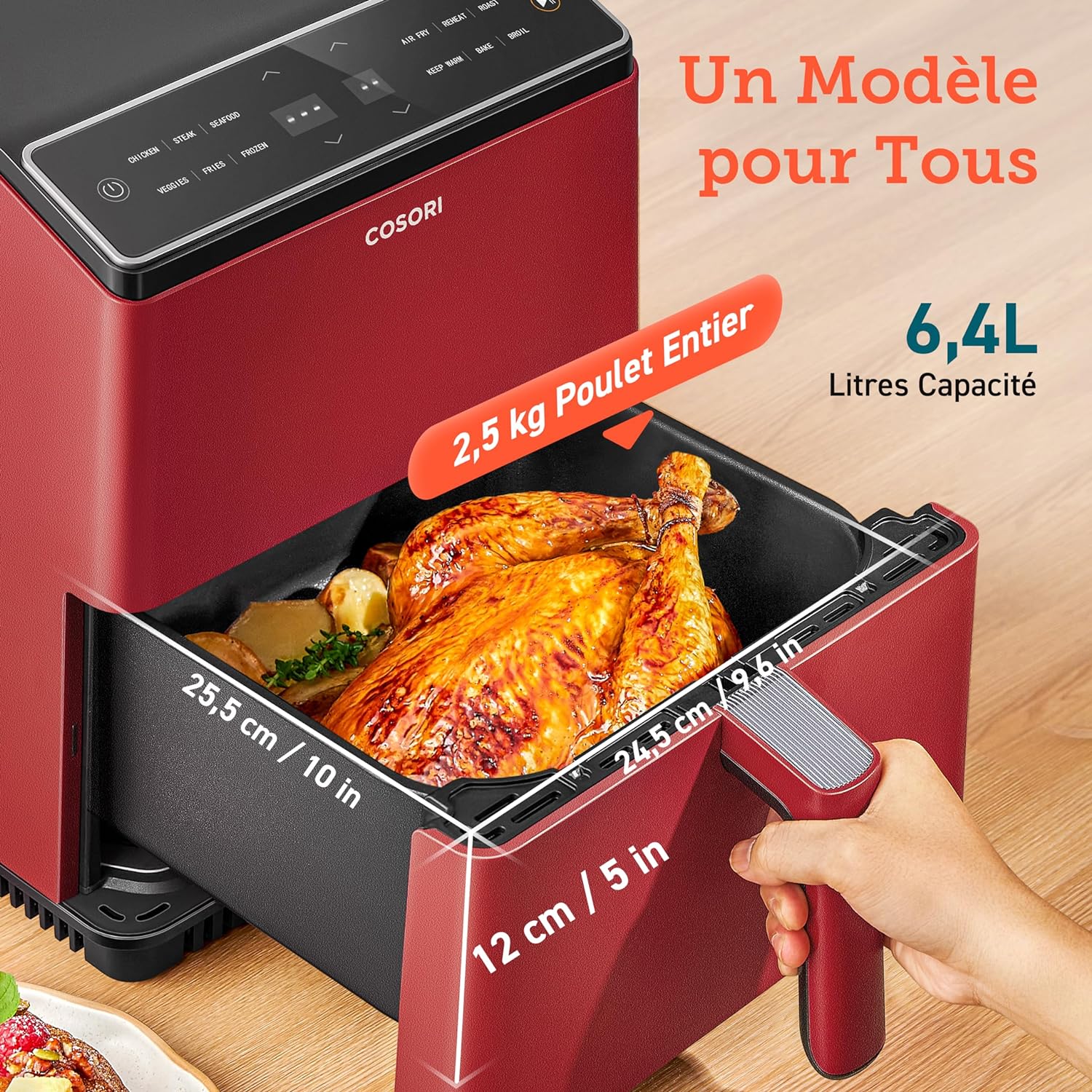 air-fryer-cosori-dual-blaze-b-6-4-litres-rouge-2